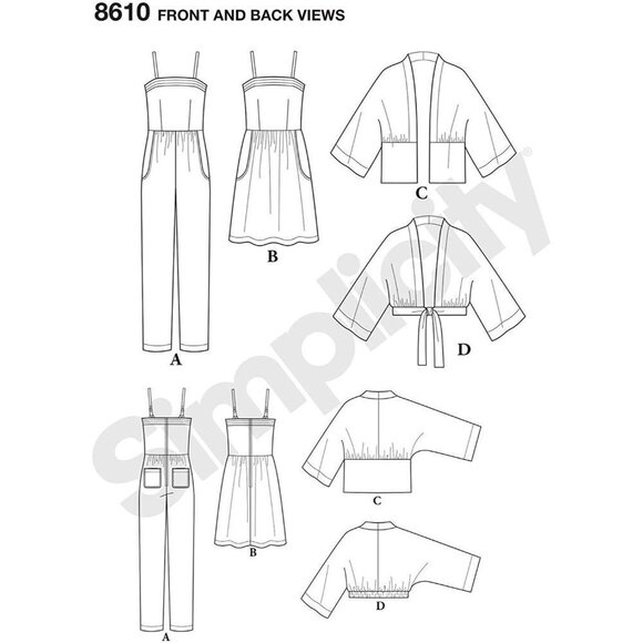 Simplicity Sewing Pattern 8610 Misses Kimono Jumps - Picture 3 of 6